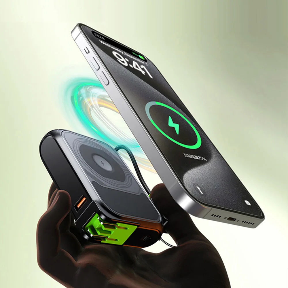 M&W  fast chagring wireless power bank 22.5w with stand 20,000mah waterproof & sturdy design 2