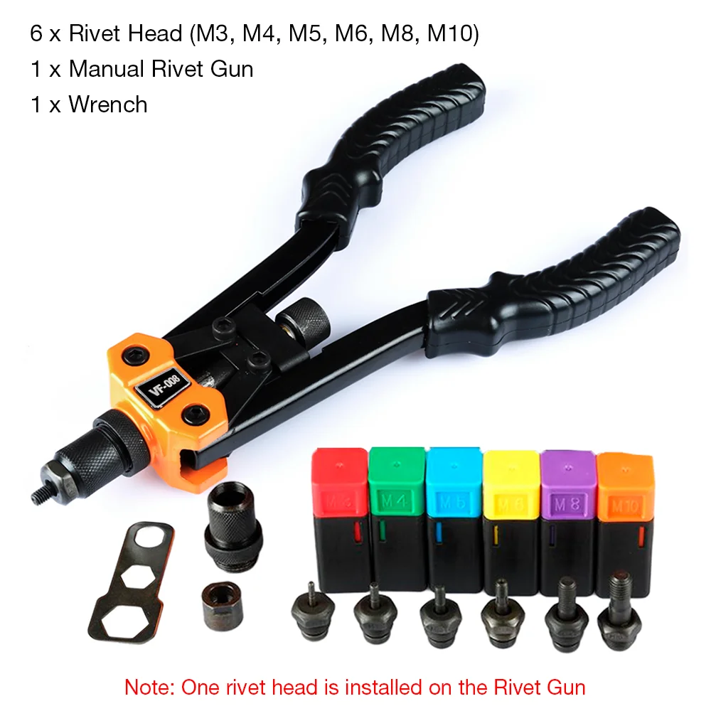 Portable Manual Rivet Nut Gun M3/M4/M5/M6/M8/M10 Mandrels Adapter Insert Hand Threaded Rivet Tool Home Riveting Tools DIY