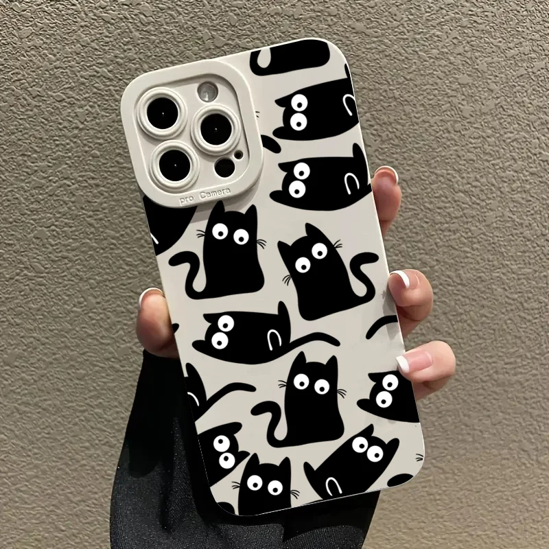 Black Cat Matte Silicone Soft Phone Case