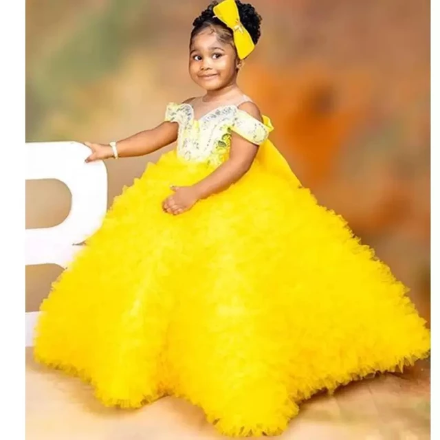 Takerlama Kids Princess Daisy Cosplay Costume Super Mario Bros Yellow Dress