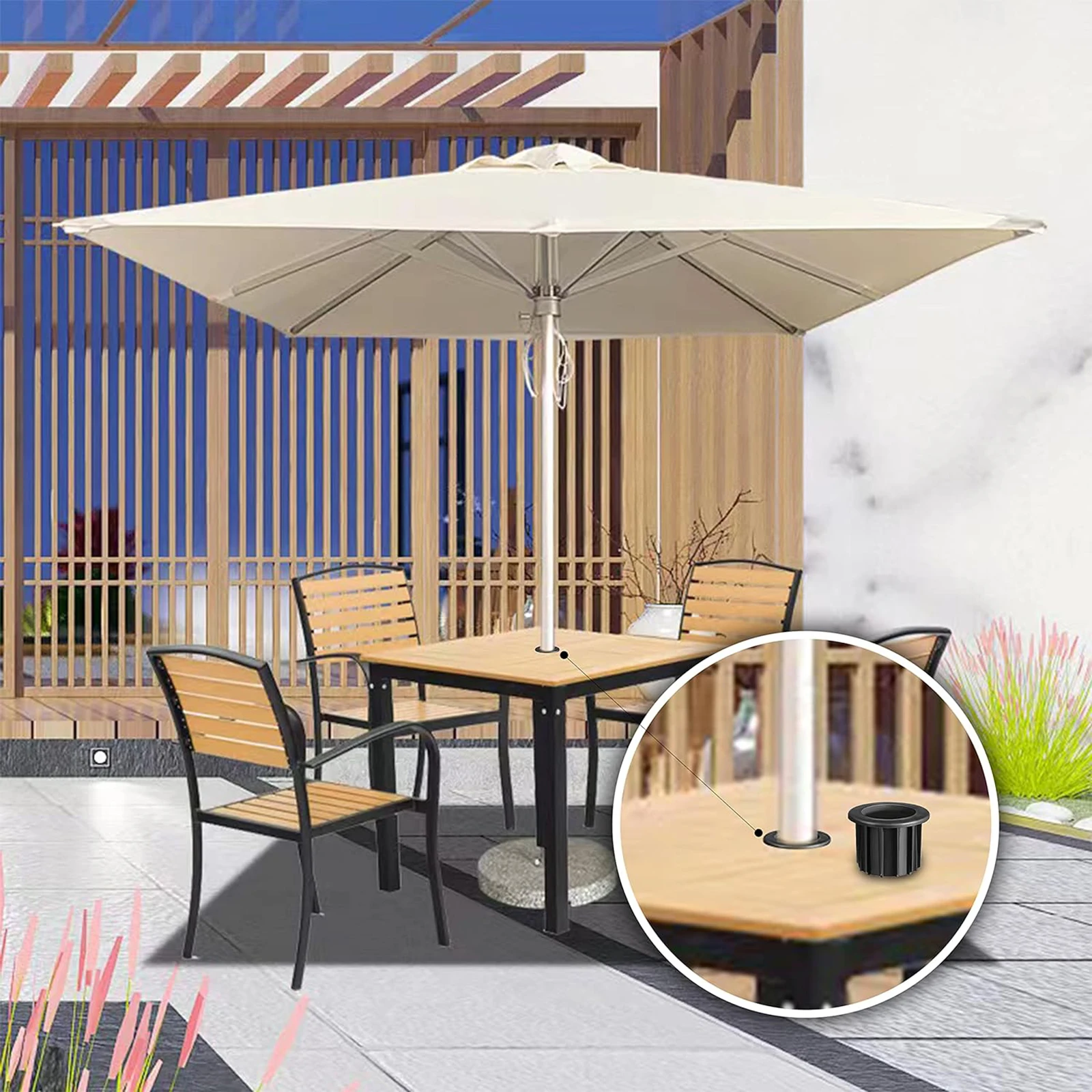 Hilai Base De Parasol, Anneau De Trou De Parasol, Bouchon De Bague De Trou De Parapluie Ensemble Pour La Table De Patio Insert Pour Ronne DE RAGNE DE