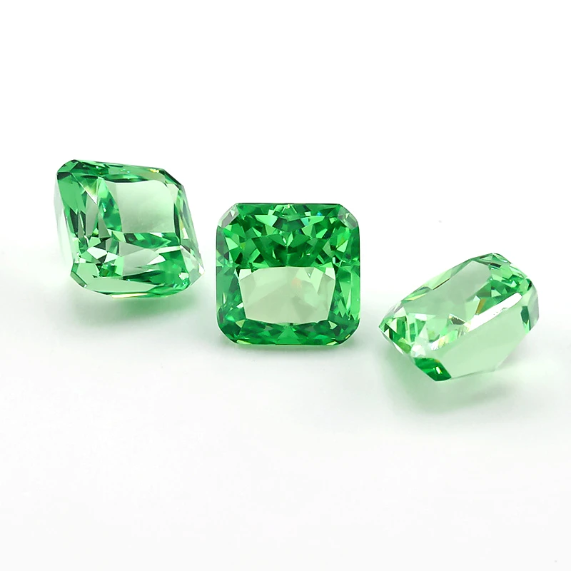 

Size 5x5mm 10#Light Green Square Octangle Radiant Crushed Ice Cut CZ Stone 5A Zircon Loose Cubic Zirconia Synthetic Gemstone