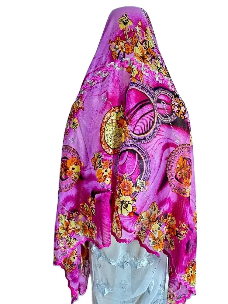 nhigh quality new african women scarf women outdoor diamond embroidery chiffon scarf shawl fashion casual scarf prayer headscarf Printing drilling Fashion Muslim African Women Dubai Scarf special Embroidery Chiffon splicing with Net Women Hijab Scarf