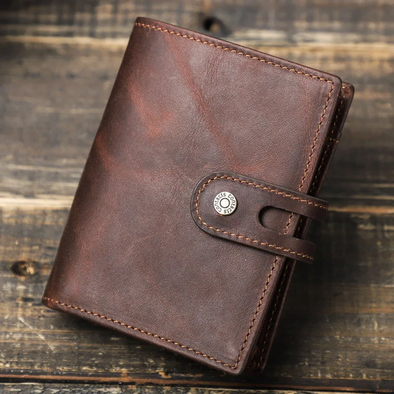 Винтажный Роскошный кошелек YKOSM из натуральной кожи с биркой для мужчин и женщин, кошелек с RFID-блокировкой, сумка для кредитных карт с защитой от потери