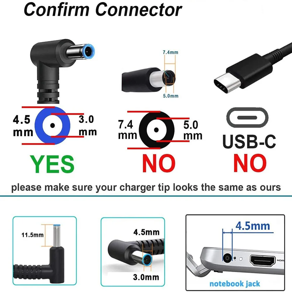 Adaptador Carregador Fonte de Alimentação para hp Portátil Elitebook 840 g3 g5 Envy X360 Chromebook Computador Stream Pavilhão Probook 19.5v 65w - Imagem 2