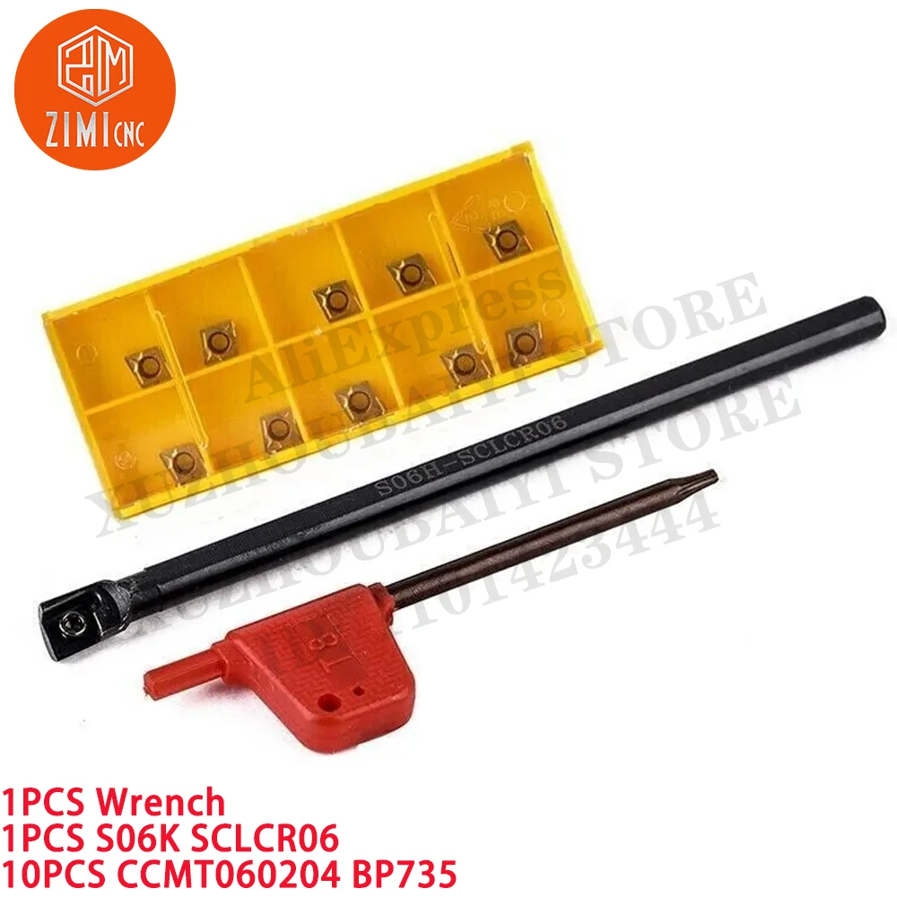 

1 шт S06K SCLCR06 Токарно-расточный станок Токарный Холд + 10 шт. CCMT060204 BP735 Твердосплавные вставки токарный станок по металлу с ЧПУ механический режущий инструмент