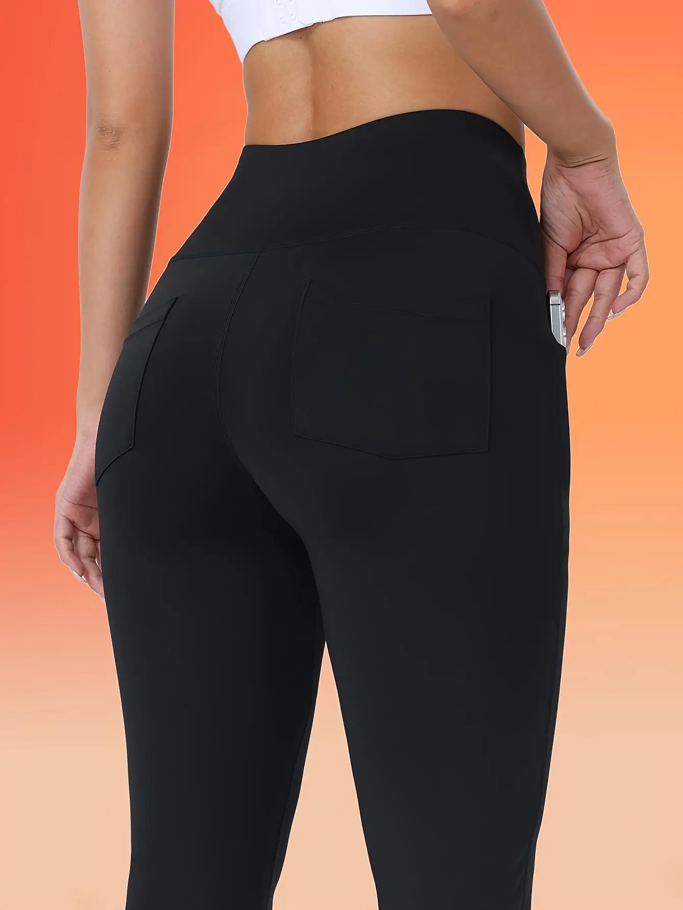 1 Pair of Solid Color Winter/Autumn Flared Pants, Yoga Pants, High-Waisted Flared Leggings, Women's Fitness Pants, Outerwear 2