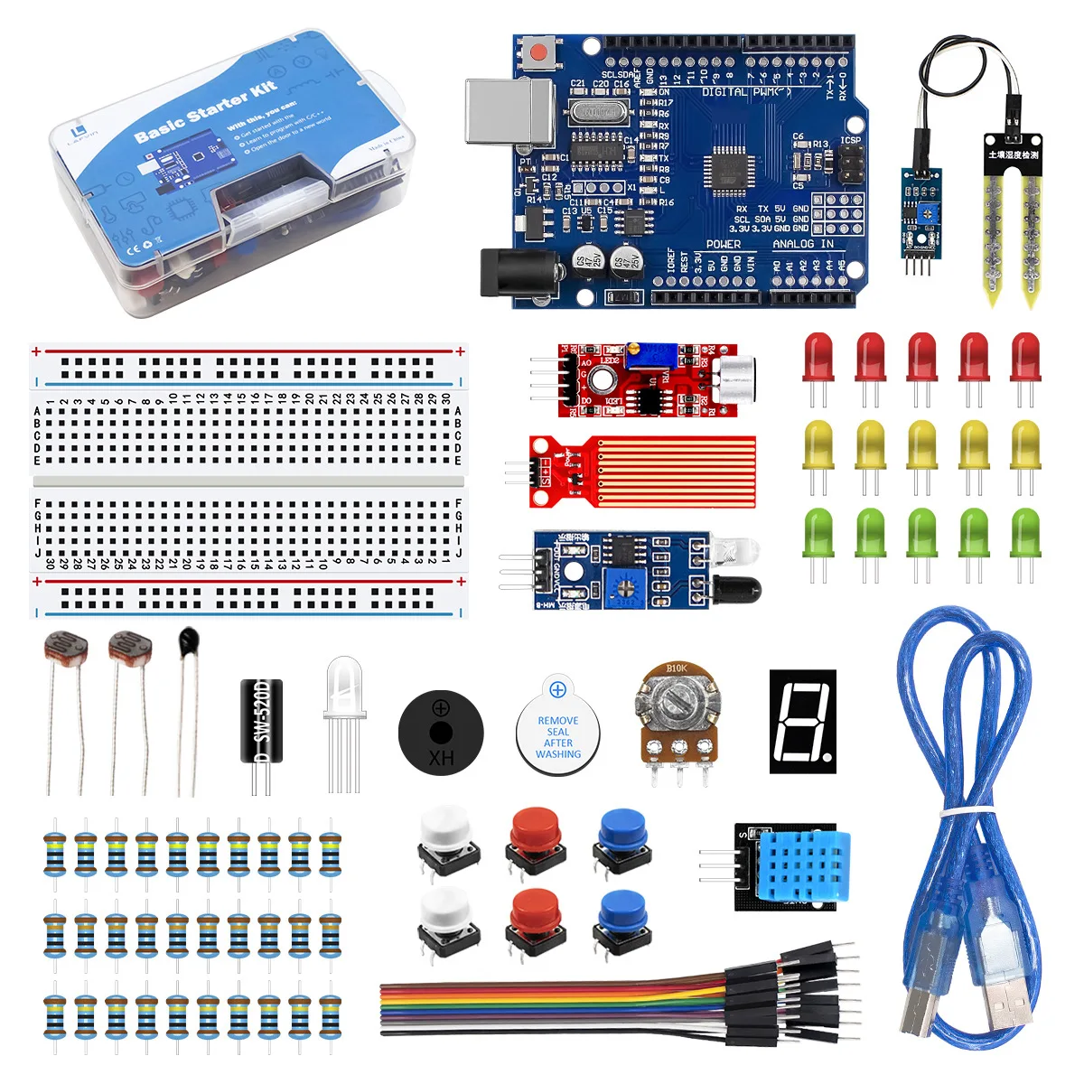 Basic Starter Kit For Arduino Uno Set R3 Diy Kit - R3 Board / Breadboard +  Retail Box - Integrated Circuits - AliExpress