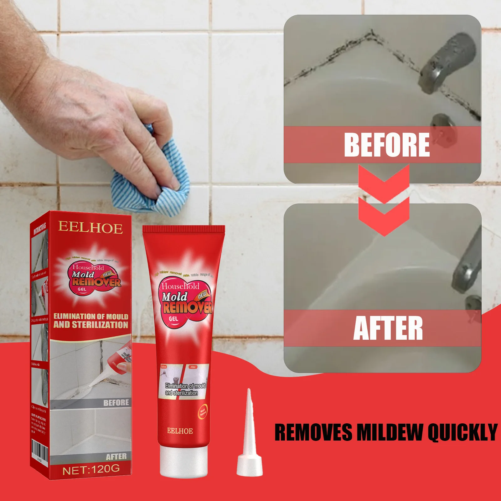 Mold Remover Gel for Bathroom Ceramic Tile Cleaning