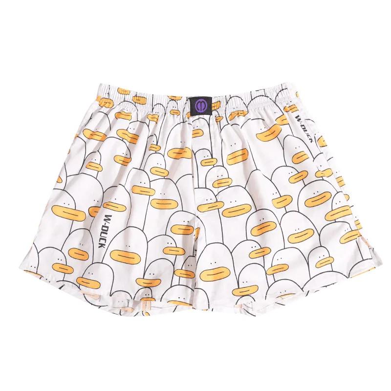 Cute Duck Pure Cotton Boxer Shorts Panties For Men And Women  Pattern Comfortable Breathable Shorts For Home Leisure [fila]logo pattern women boxer briefs