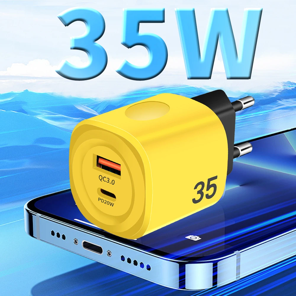 35W USB C Charger Fast Charger Type C 20W PD Phone QC3.0 Quick Chargers For iPhone 15 14 13 12 Pro Max Samsung Xiaomi Poco f5
