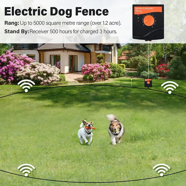 TeqHome Waterproof Dog Training Collar - Rechargeable Shock Collar With Remote, Tone & Static Modes For 2 Dogs, Electric Fence System
