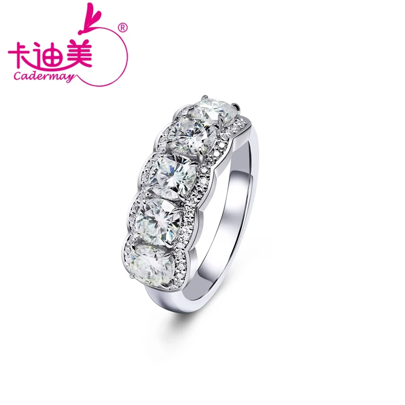 

CADERMAY S925 Silver Eternity Cushion Shape DEF VVS Moissanite Engagement Anniversary Rings Band For Women Customized Jewelry