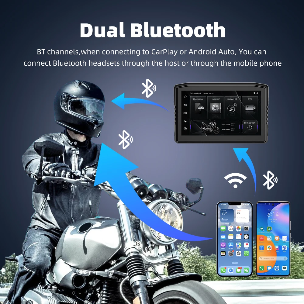 Motorcycle Navigation Screen EKIY Motorcycle GPS 6.25 inch WiFi MOTO Navigation Waterproof Carplay Display Screen Portable Anti-Theft Removable Screen