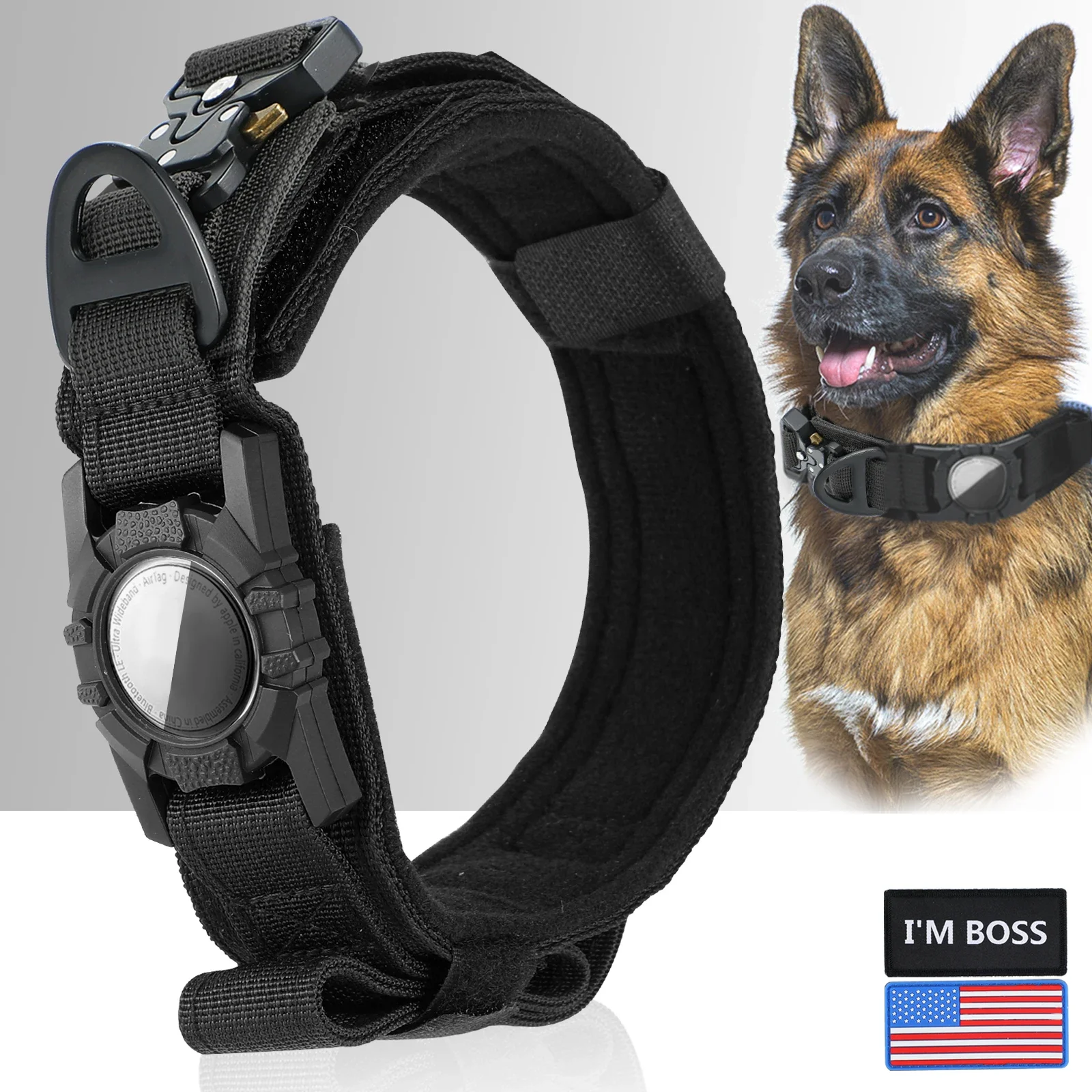 Supporto Airtag In Nylon Regolabile Collare Per Cani Collare Tattico Per Animali Domestici Accessori Per Cani Anti Last And Pet Dog Tracing Pet Safe F