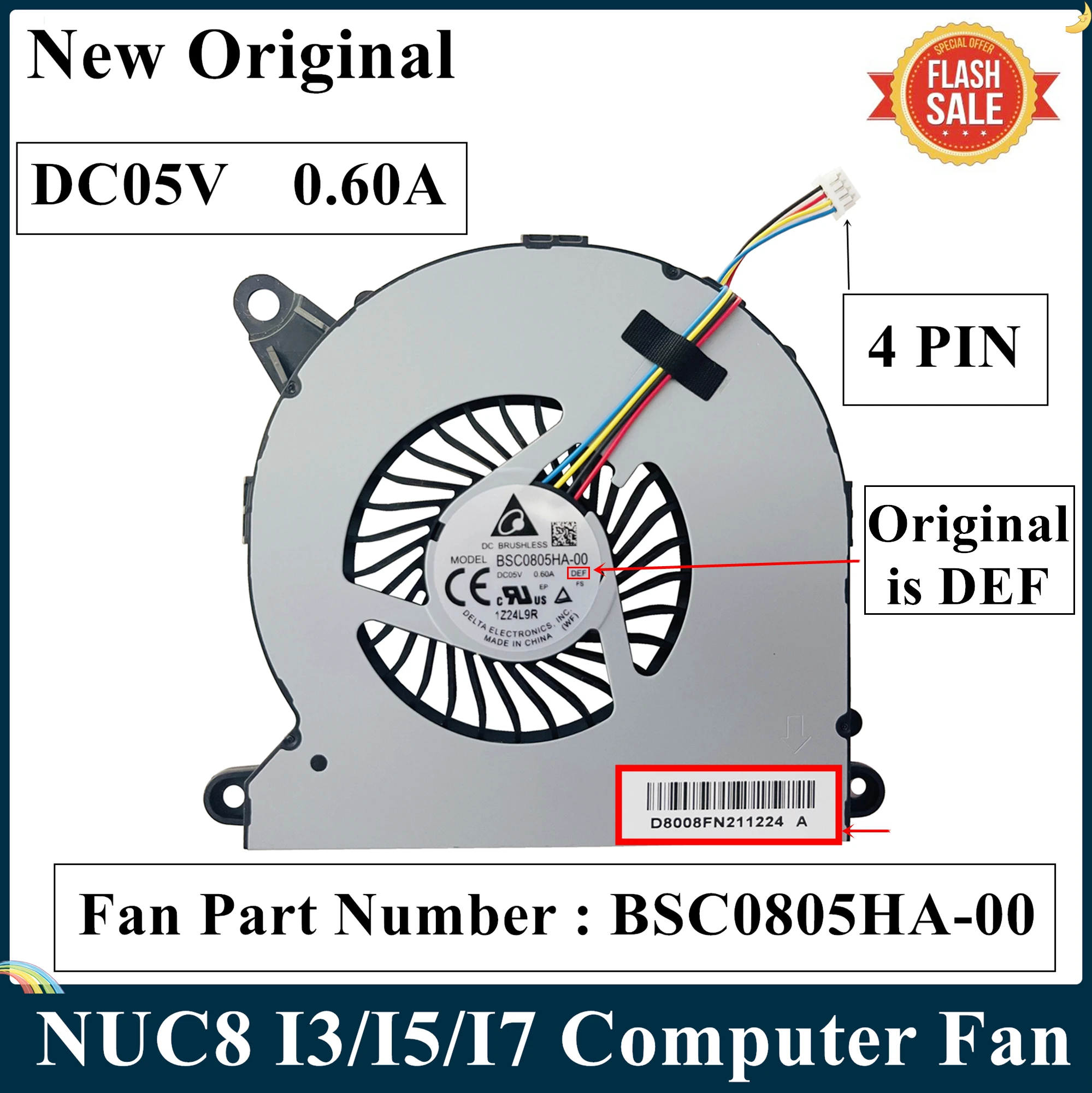 Lsc New Original Cpu Cooling Fan For Intel Nuc8i7beh Nuc8 I3 I5 I7