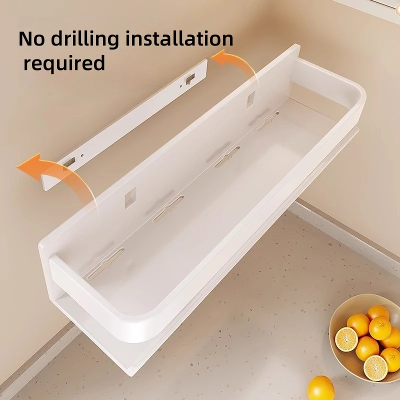 30-50CM Aluminum Wall-Mounted Spices Rack Multifunctional Item Shelf Kitchen Tools Hooks Kitchen Condiment Storage Rack