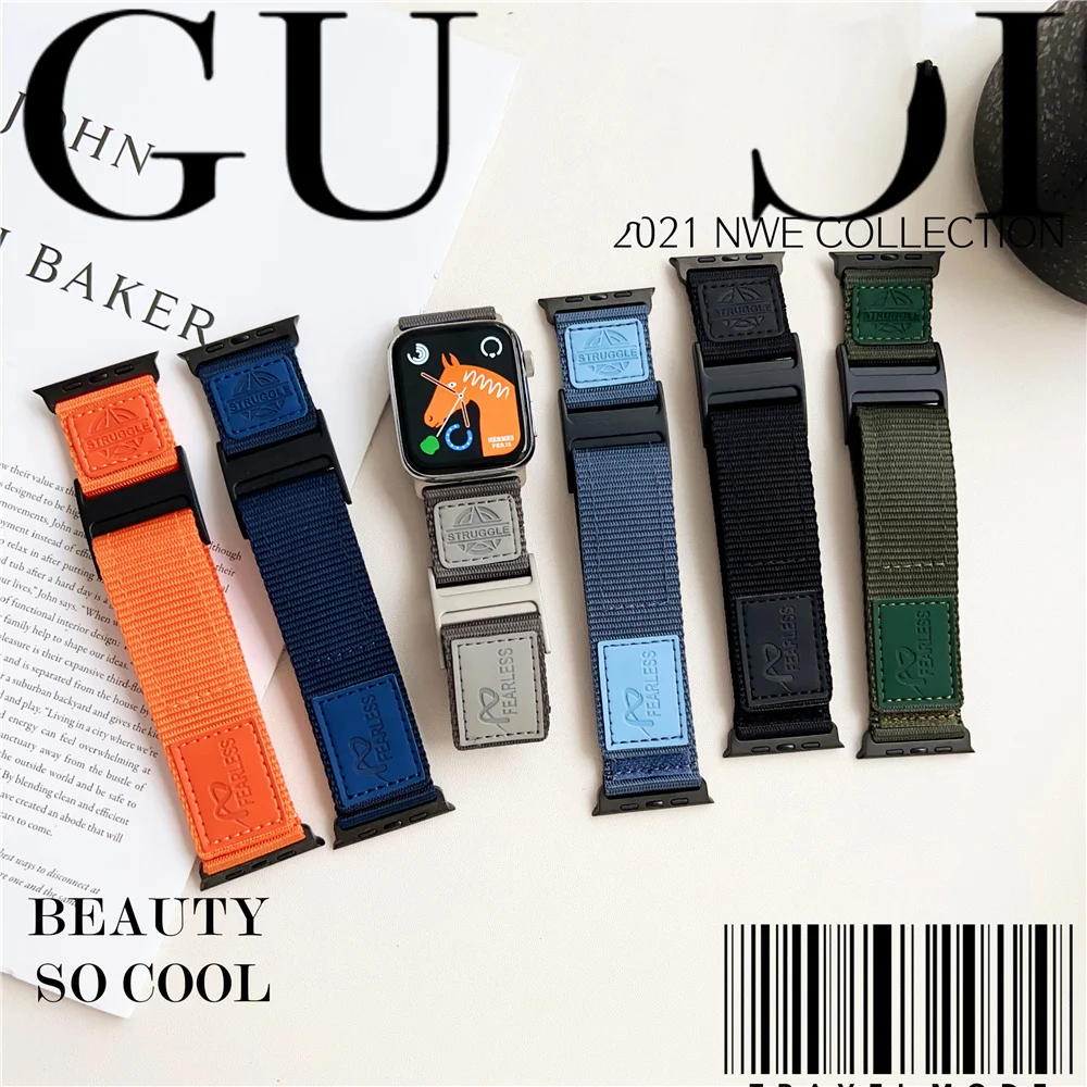 

New Nylon Strap for Apple Watch 49mm 45mm for Apple Iwatch 44MM 42MM Metal buckle Sport Cool Man Boy Adults Style Velcro