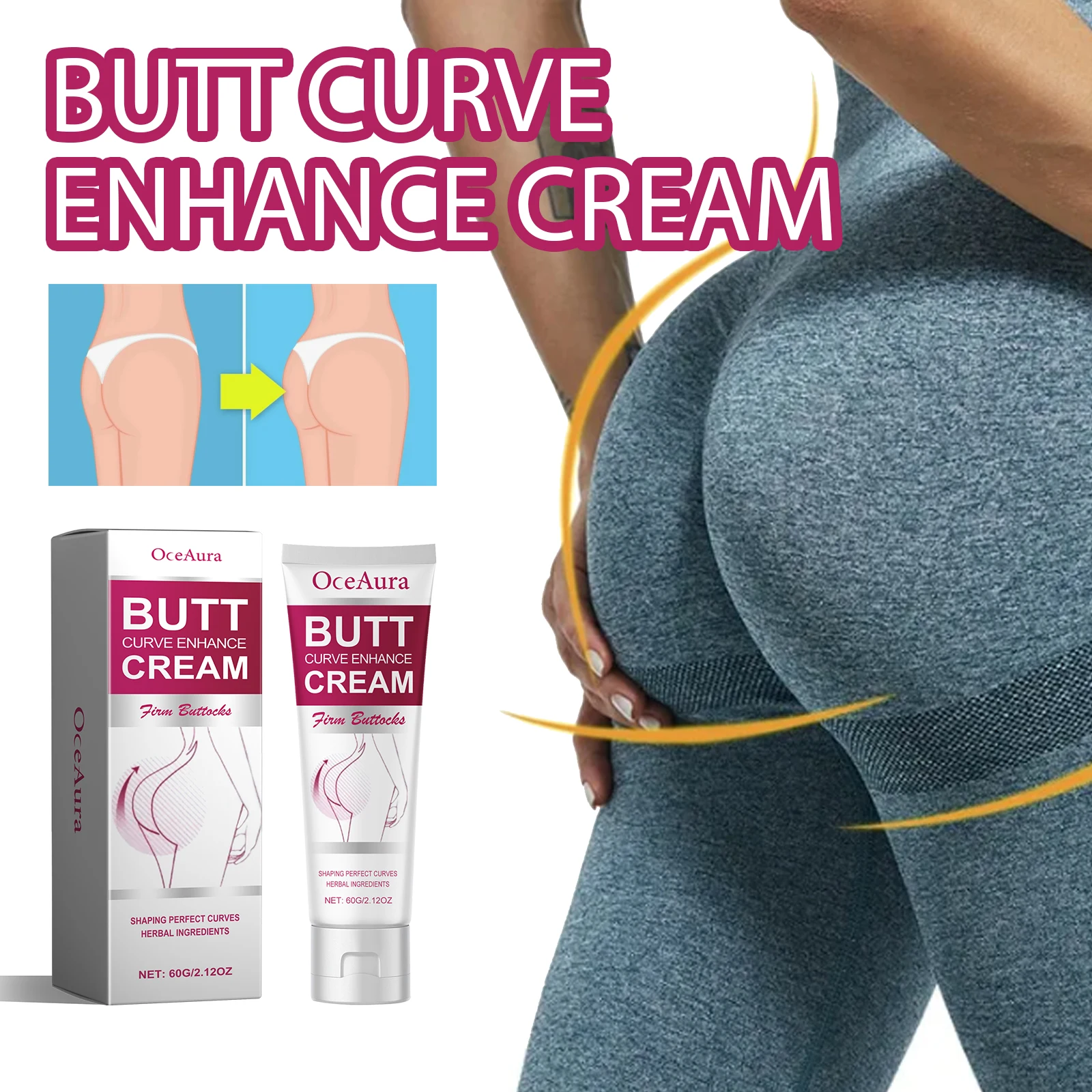 Oceaura Butt Skin Care Cream Massage Firming Skin Shaping Lifting Tightening Buttocks Skin Anti-sagging Butt Curve Enhance Cream