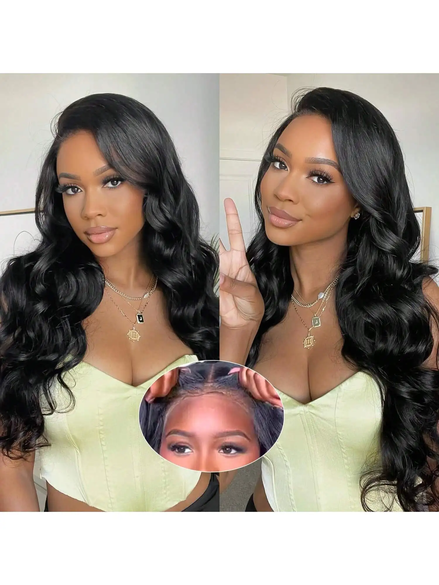 40 Inch 200% Density Wear And Go Glueless Pre Plucked 13x4 HD Lace Wigs Human Hair Body Wave Lace Front Wigs No Glue Pre Cut 2