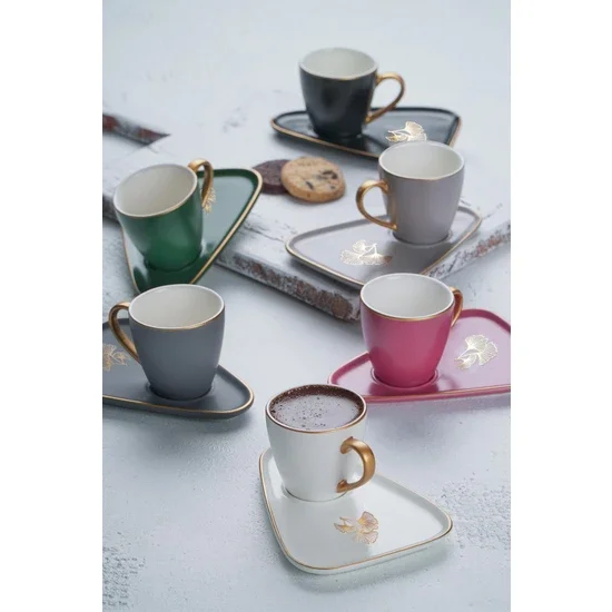 

Acar Lisbon Set of 6 Porcelain Coffee Cups - Gold