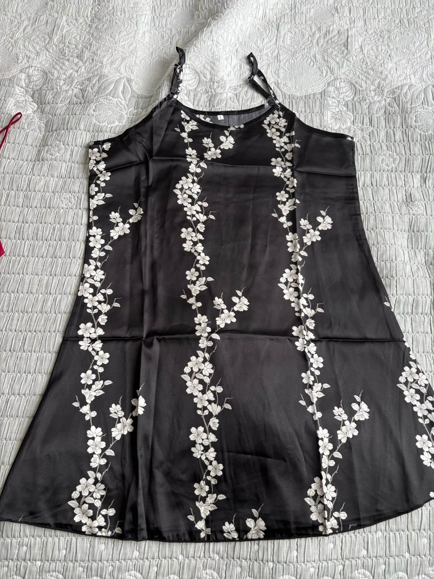 Silk Satin Sling Nightgown: Elegant Floral Mini Dress photo review