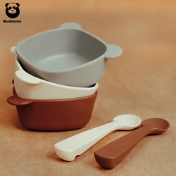 Modabebe Fashion Solid Silicone Bowl Set For Baby Bpa Free Training Feeding Dinnerware Baby Learning Bowl Set With Spoon