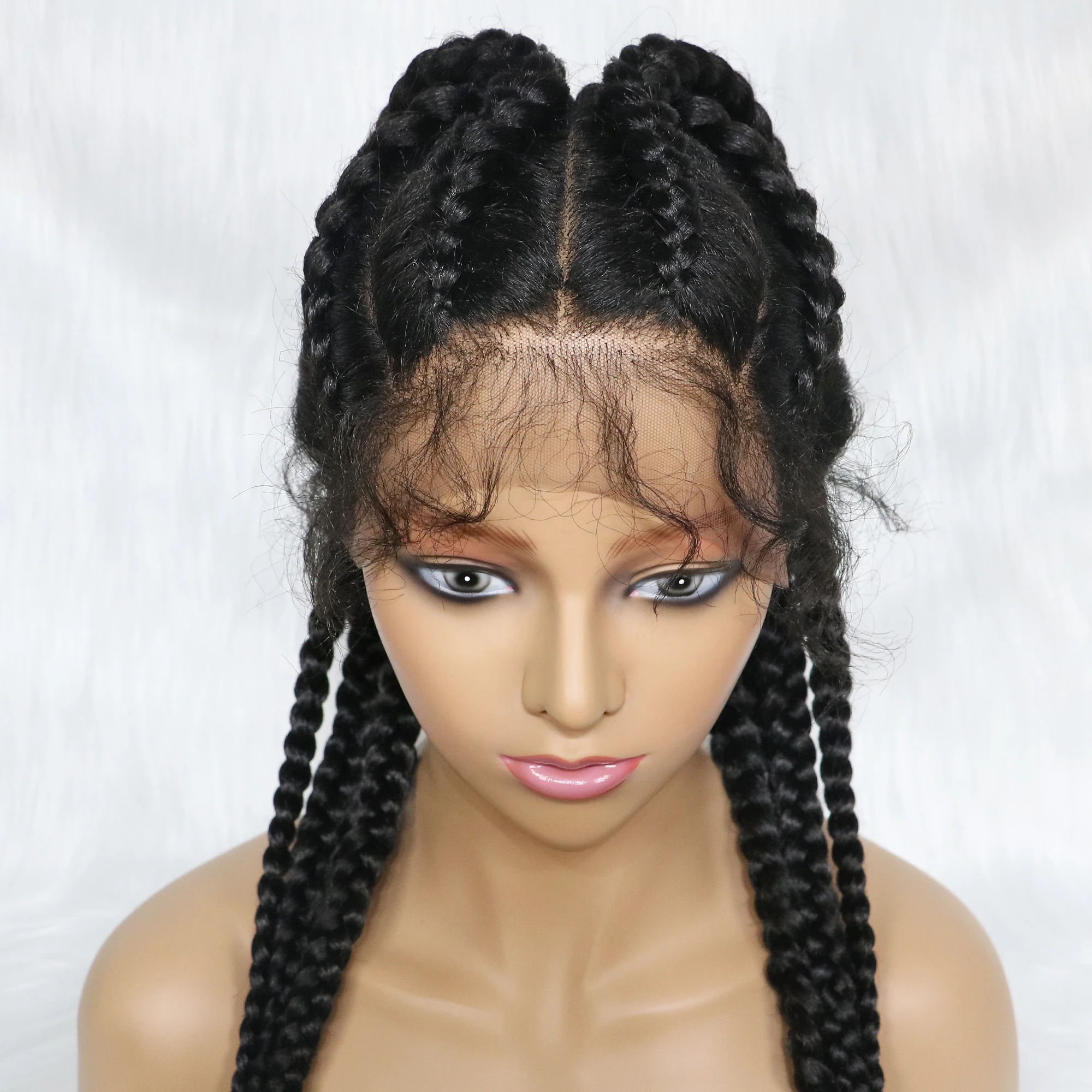 Ready To Ship Braided Wig Lace Frontal Box Braids Lace Front Wig 24 In –  Braidslacewigs