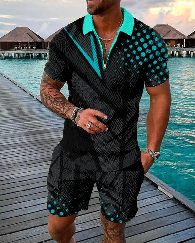 Fashion POLO Shirt + Shorts Suit Sports Casual Street Outdoor Seaside Men's Brand High Quality Plus Size New Summer 2022 S-6XL