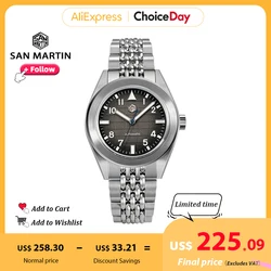 San Martin Design 39.5mm Watch for Men Original Rice Bracelet Sport NH35 Automatic Mechanical Wristwatch Luminous 10Bar SN0131
