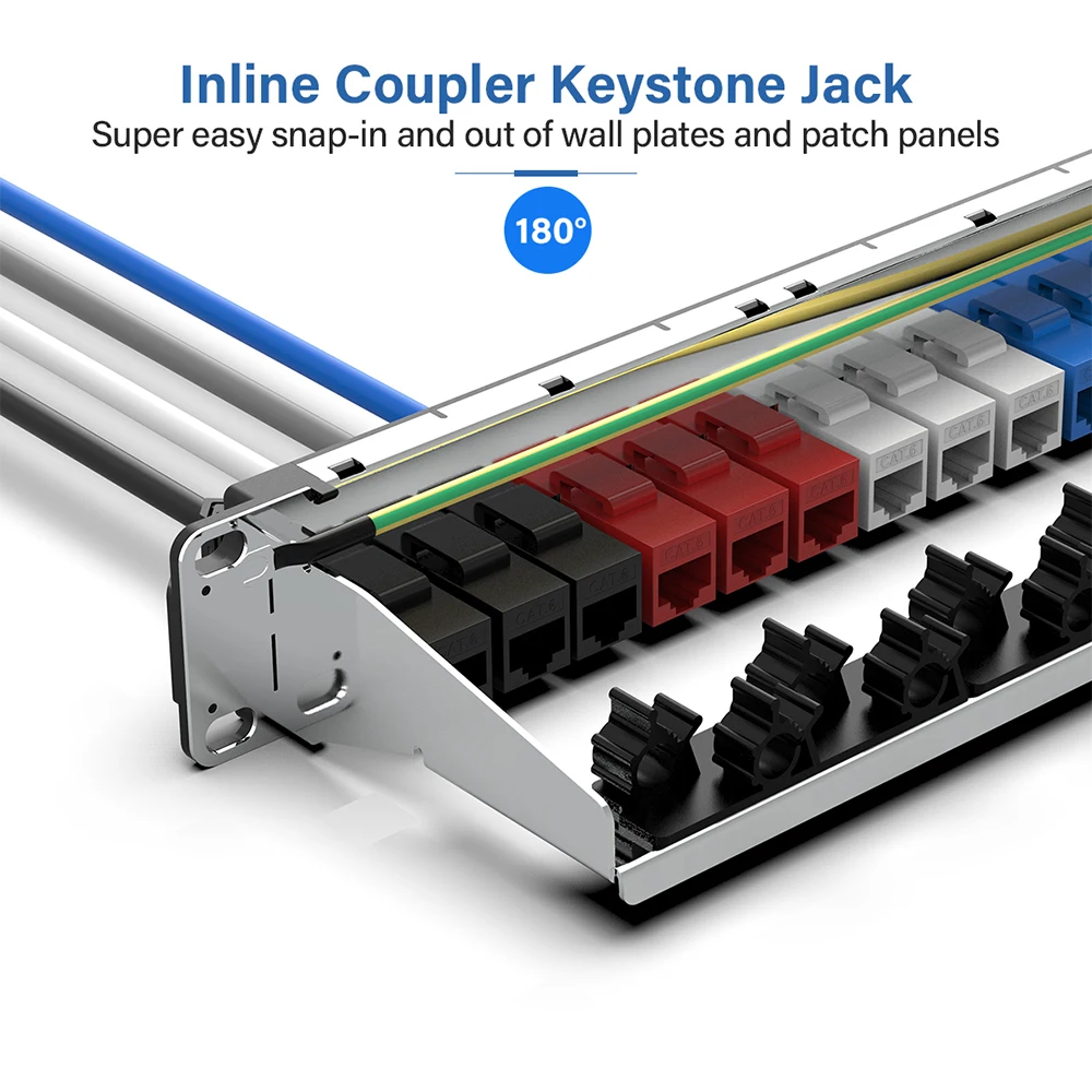 CAT6A RJ45 Inline Coupler Keystone Jack, AMPCOM RJ45 Cat6 CAT5E Straight-Through Keystone Module Extender Adapter Couplers images - 6