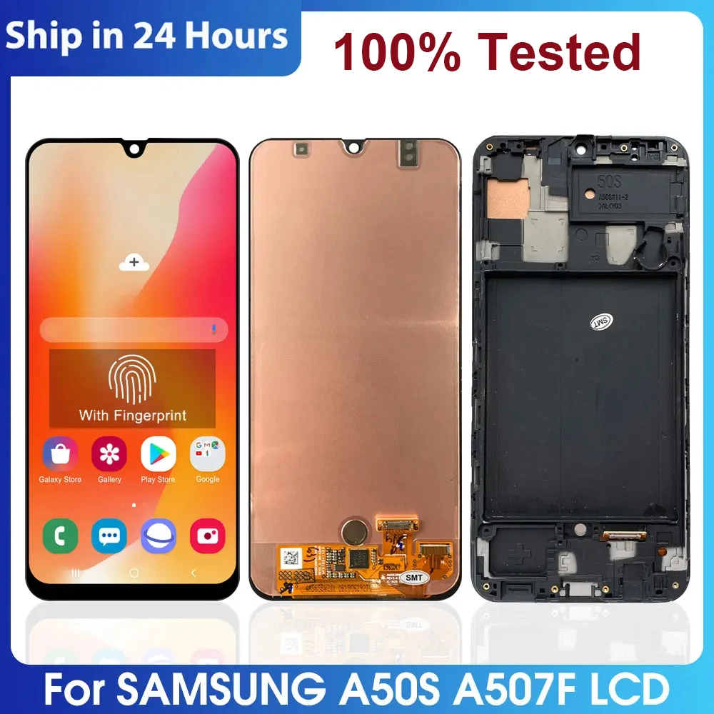 

6.4" For Samsung Galaxy A50S LCD Display A507F A507FN A5070 Touch Screen Digitizer Assembly Replacement With Frame High Quality