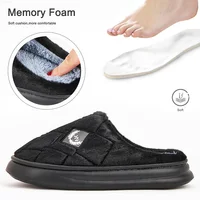 Men's House Slippers Furry Plaid cozy EVA Memory Foam Lightweight Casual Shoes Winter Warm Plush Non-slip Slippers big size - Image 5