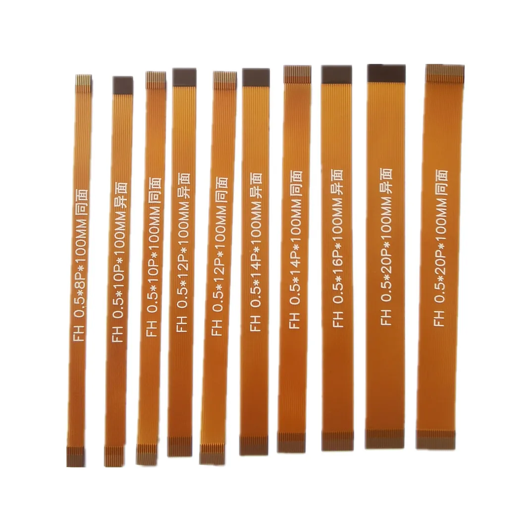 10pcs Pitch 0.5mm flat cable 8/10/12/14/20/24/30/40/50/60pin FPC/FFC flexible cable 0.5mm 100mm length can be FFC FPC