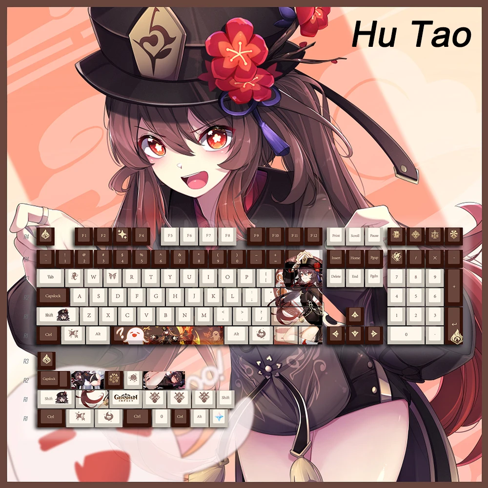 Teclas Genshin Impact Teclado Raiden Shogun Anime Cereja Kamisato Ayato Cosplay Pbt para mx Switch 128 Teclas - Imagem 2