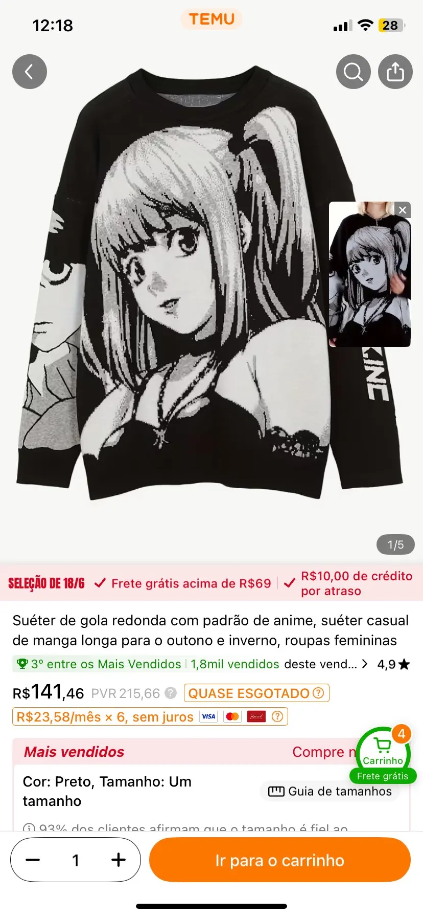 Black Harajuku Sweater - Animecore Aesthetic photo review