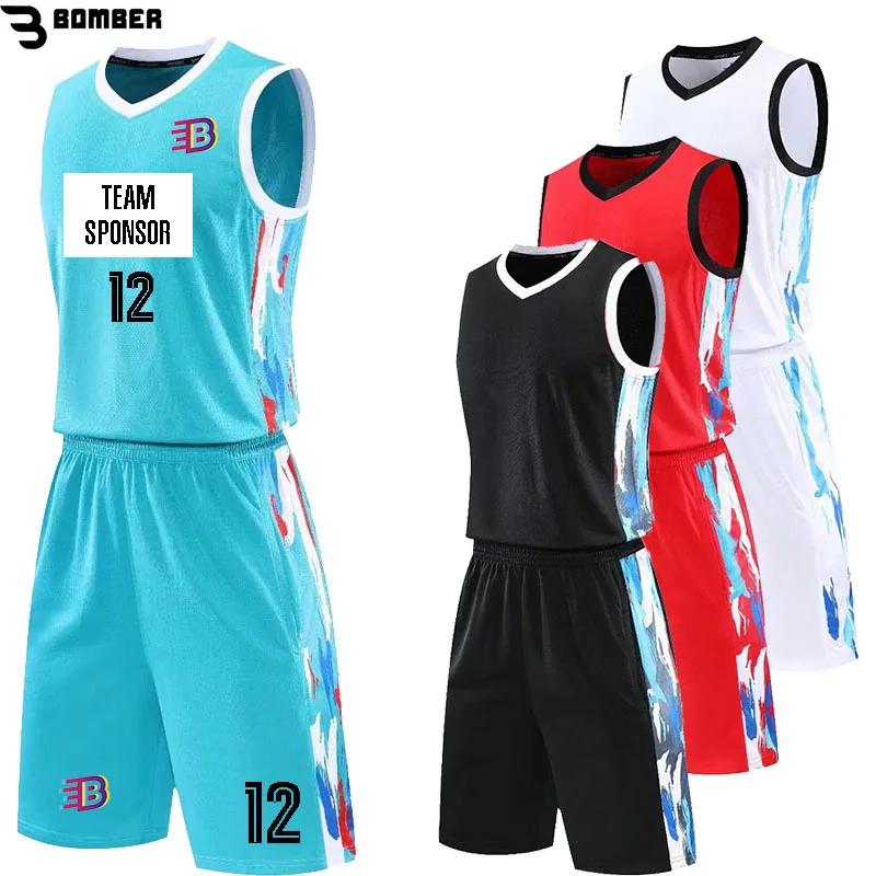 

New Season Basketball Sleeveless Shirt And Shorts Jersey 100% Polyester Men/Kids Big Size