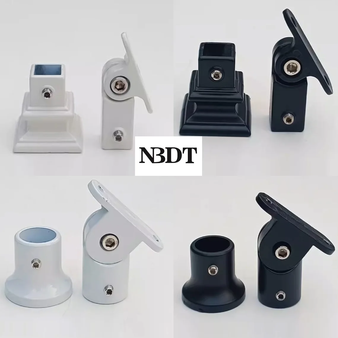 

20Pairs White Black Aluminum Top Floor Mount Post Bar Flange Square Round Base Stair Handrail Balusters Guardrail