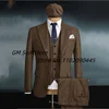 2022Men's 3-piece Suit (Jacket+Vest+Pants) Herringbone Lapel Solid Color Single-breasted Handsome British Style Suitable Wedding 4