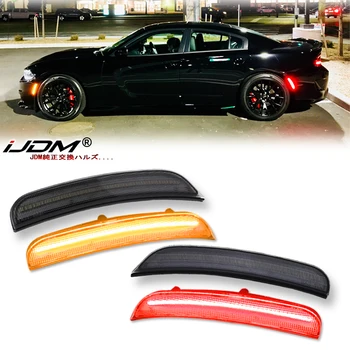 For Dodge Charger 2015 2016 2017 2018 2019 2020 2021 2022 Front Rear Bumper LED Side Marker Light Smoked Turn Signal Tail Light 1