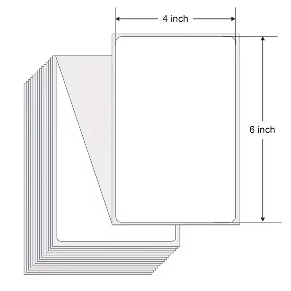 4x6인치 열전사 배송 라벨 프린터용 배송 라벨 100/500개, 100x150mm 비즈니스용 열전사 라벨 용지, 택배 운송장용