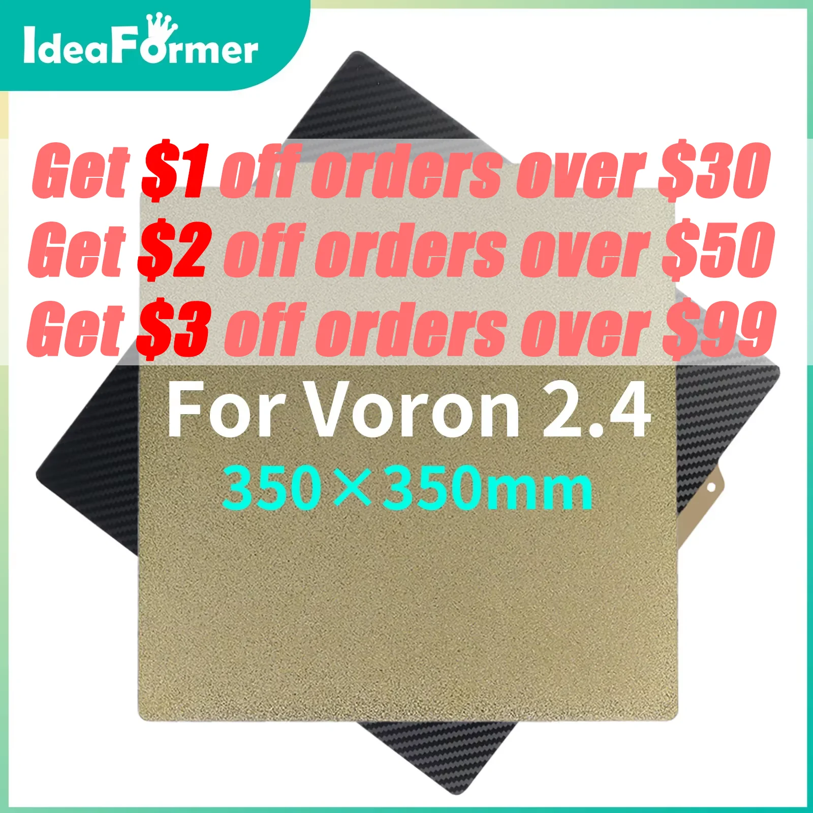 Enhanced 350x350mm PEI Sheet with Smooth PET Textured Magnetic Base for 3D Printer Build Plates