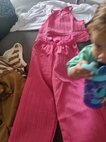 Halter Cami Top and Flowy Wide Leg Pants Set photo review