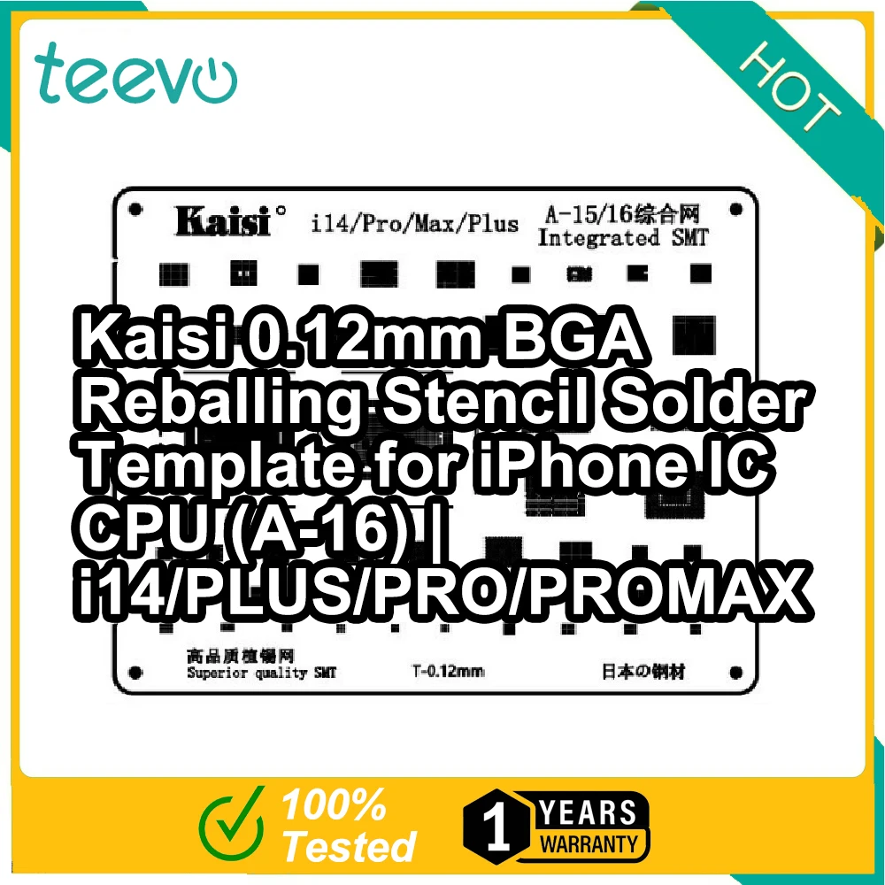 Teevo Kaisi 0.12Mm Bga Reballing Stencil Modello Di Saldatura Per Iphone Ic Cpu (A-16) I14/Plus/Pro/Promax