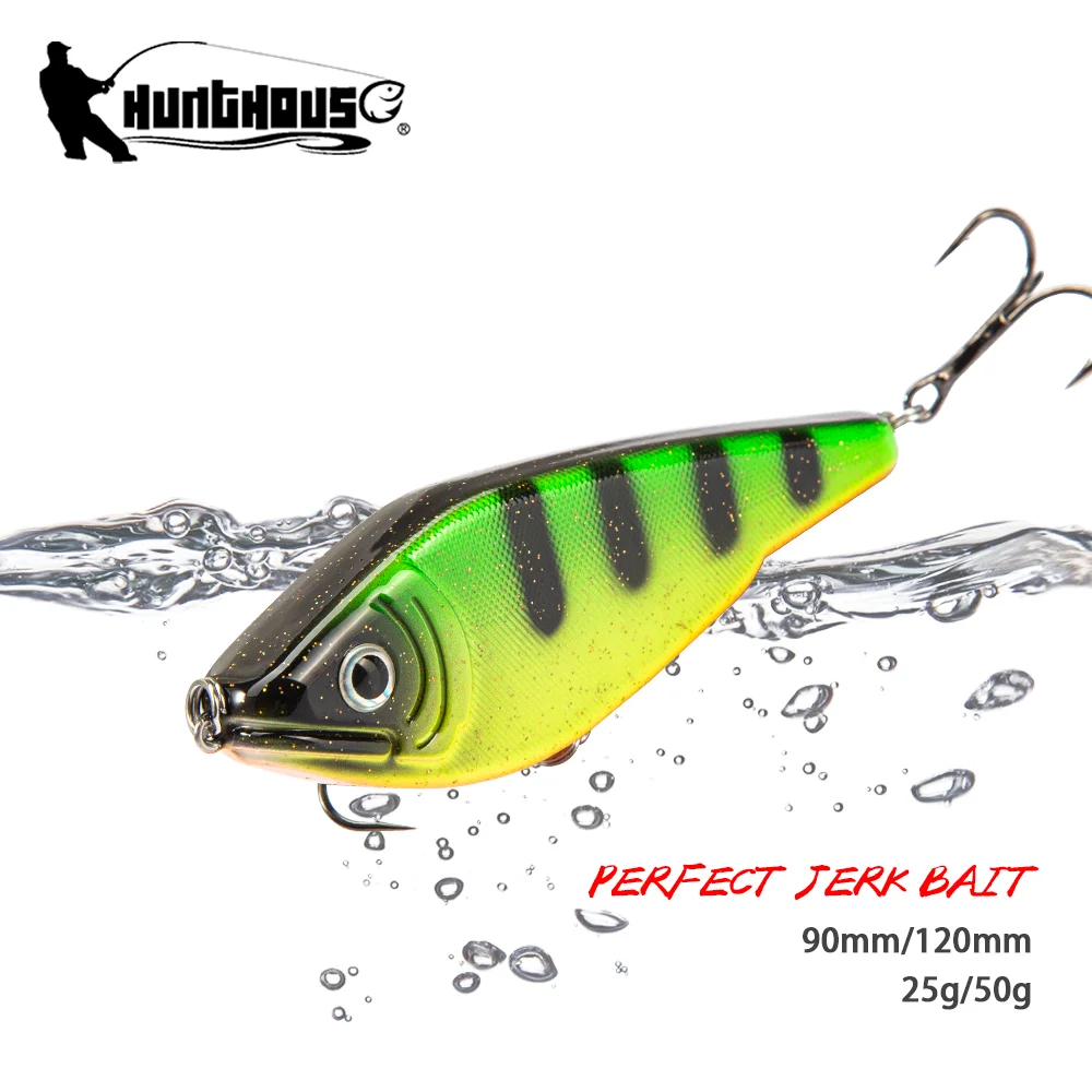 Hunthouse Jerkbait Muskies Pencil Angelköder Langsam sinkender Wobbler 90mm 120mm Hartköder Salzwasser für Hecht Seebarsch Fischerei-Ausrüstung