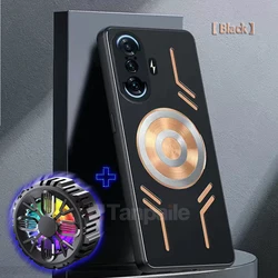 Enhanced Magnetic Cooling Phone Case with Copper Heat Dissipation and Metal Cover - Redmi K50 Gaming (Black with FAN)