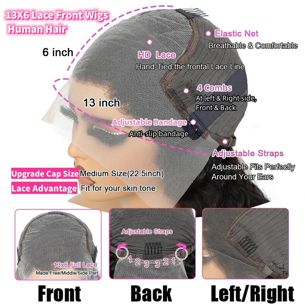 Deep Curly HD Lace Wig 13x6 Human Hair Wigs Preplucked 250 Density 13x4 4x4 6x6 HD Lace Frontal Wig Deep Wave Glueless Wig