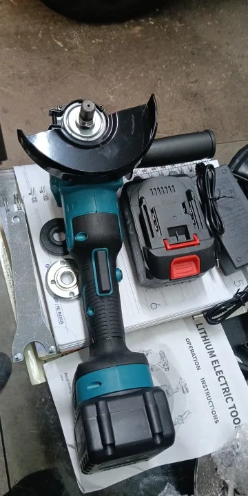 Amoladora angular eléctrica sin escobillas, 3 velocidades inalámbrica de máquina de corte, herramienta eléctrica de carpintería para batería Makita de 18v, 125MM photo review