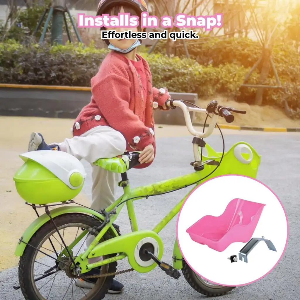 Baby Doll Bicycle Seat Carrier with Cute Petals Design - Comfortable Fit for Dolls and Stuffed Animals