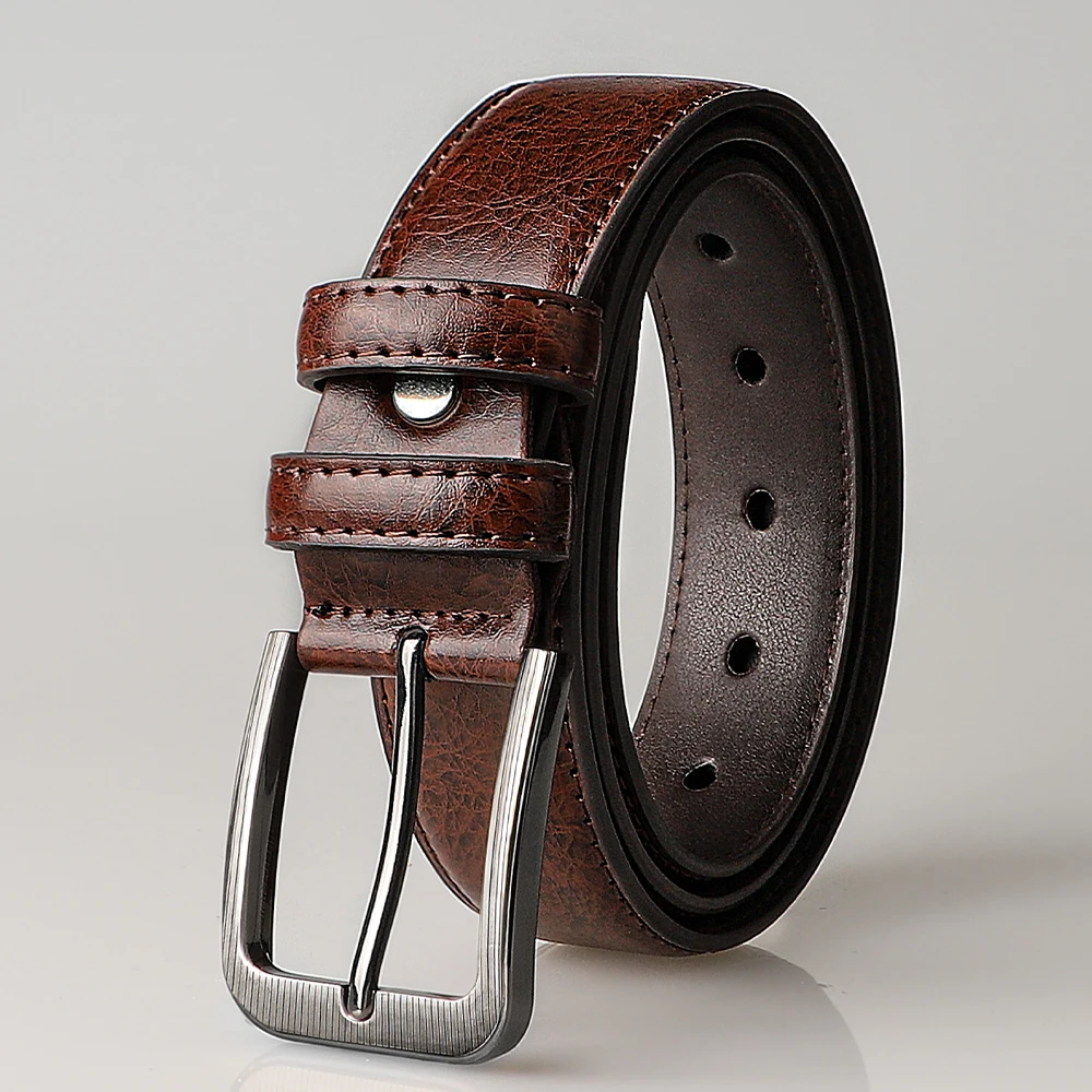 Fashion Business Men's Belt Genuine Luxury Brand Belt Metal Buckle Belt High-Quality PU Leather Belt With Cargo Pants Jeans Belt